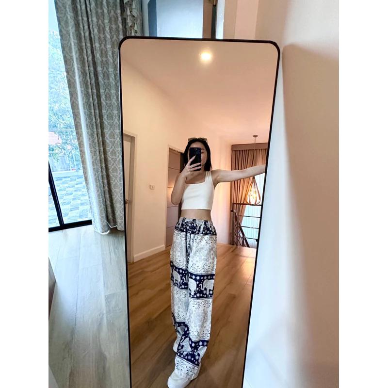 Elephant Pants Women Men Unisex Premium Japanese Silk Print Thailand Casual Streetwear Beach Bohemian Retro Vintage Adjustable Rope Loose Legs