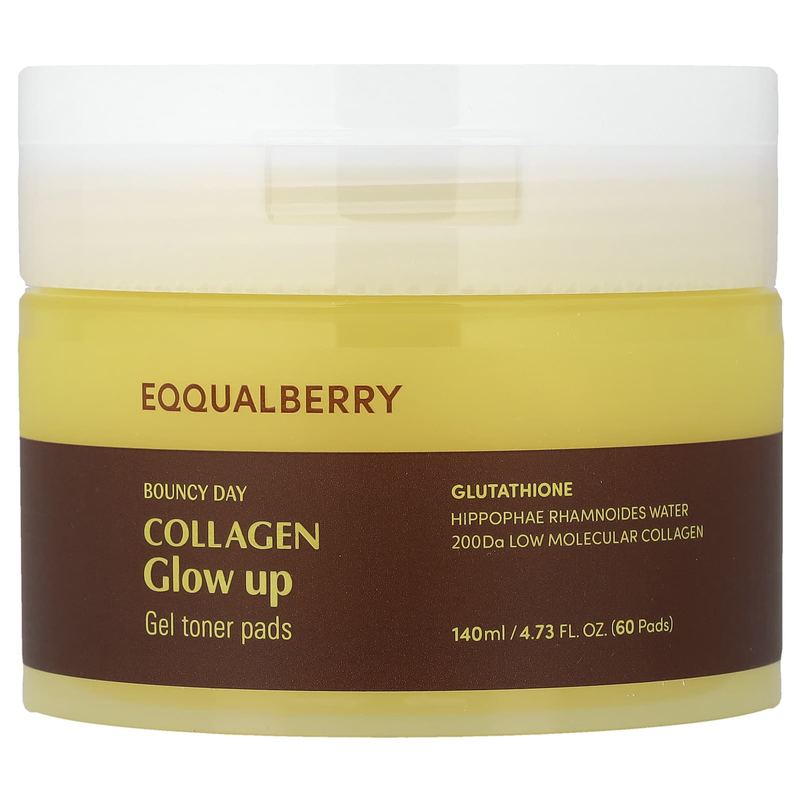 EQQUALBERRY, Collagen Glow Up, Gel Toner Pads, 140ml (4.73fl oz)