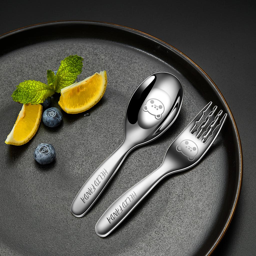 316 Stainless Steel Cutlery Set With Plastic Storage Box Portable Cute Mini Spoon Fork For Children Kitchen Tableware