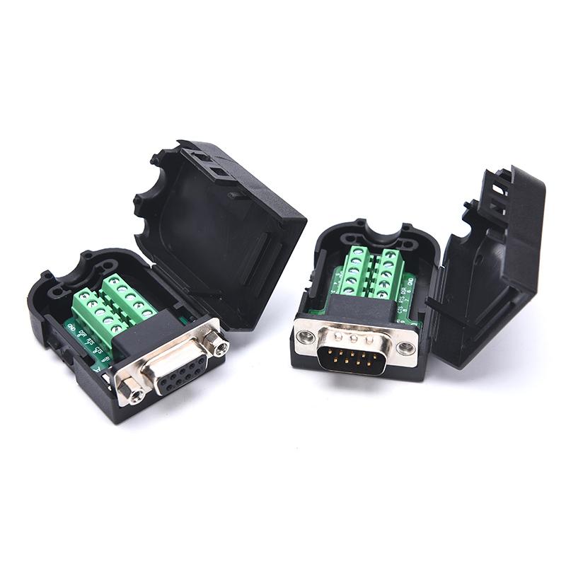 1PC DB9 Connector RS232 Male Female 9 Pin RS485 Breakout Terminals COM Connectors