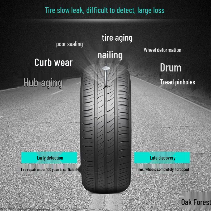 Solar Tire Pressure Monitoring System: Wireless, Car-Mounted, High-Precision, Internal/External, Universal Detection, Leak Prevention.