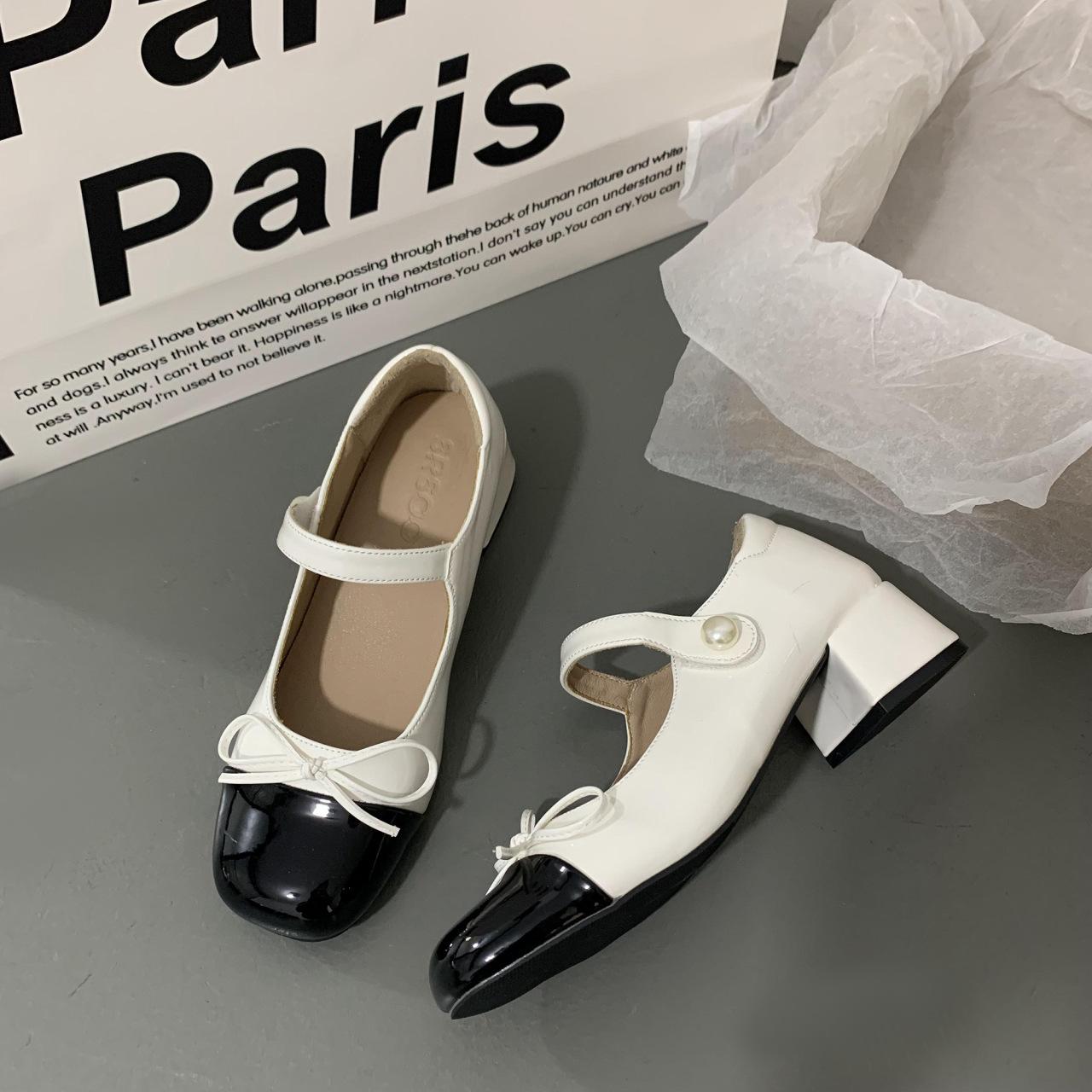 

Туфли Мэри Джейн в стиле французской феи, весна-лето, новые удобные туфли на толстом каблуке, высокие каблуки, маленькие ароматные туфли с бантом 40