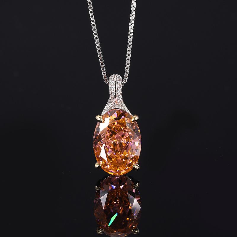 Jewelry Copper Bottom Gold-plated High-carbon Diamond Ice Flower Cut Pigeon Egg Copper Setting Set Female 10 * 14