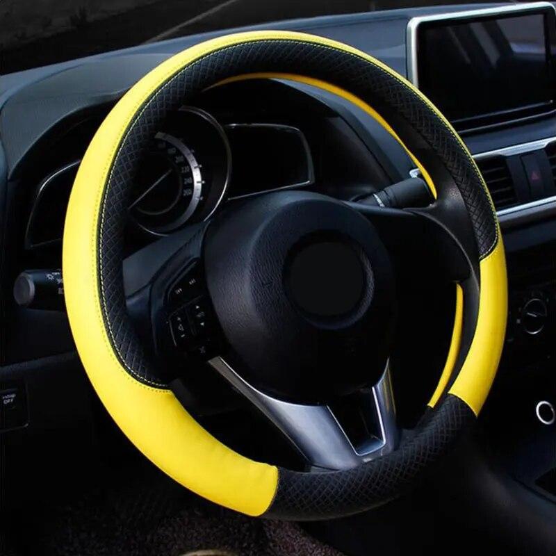 Car Steering Wheel Cover PU Leather Cover Comfort Grip Standard 38 Cm Anti-Slip Automotive Accessories Factory Direct Selling