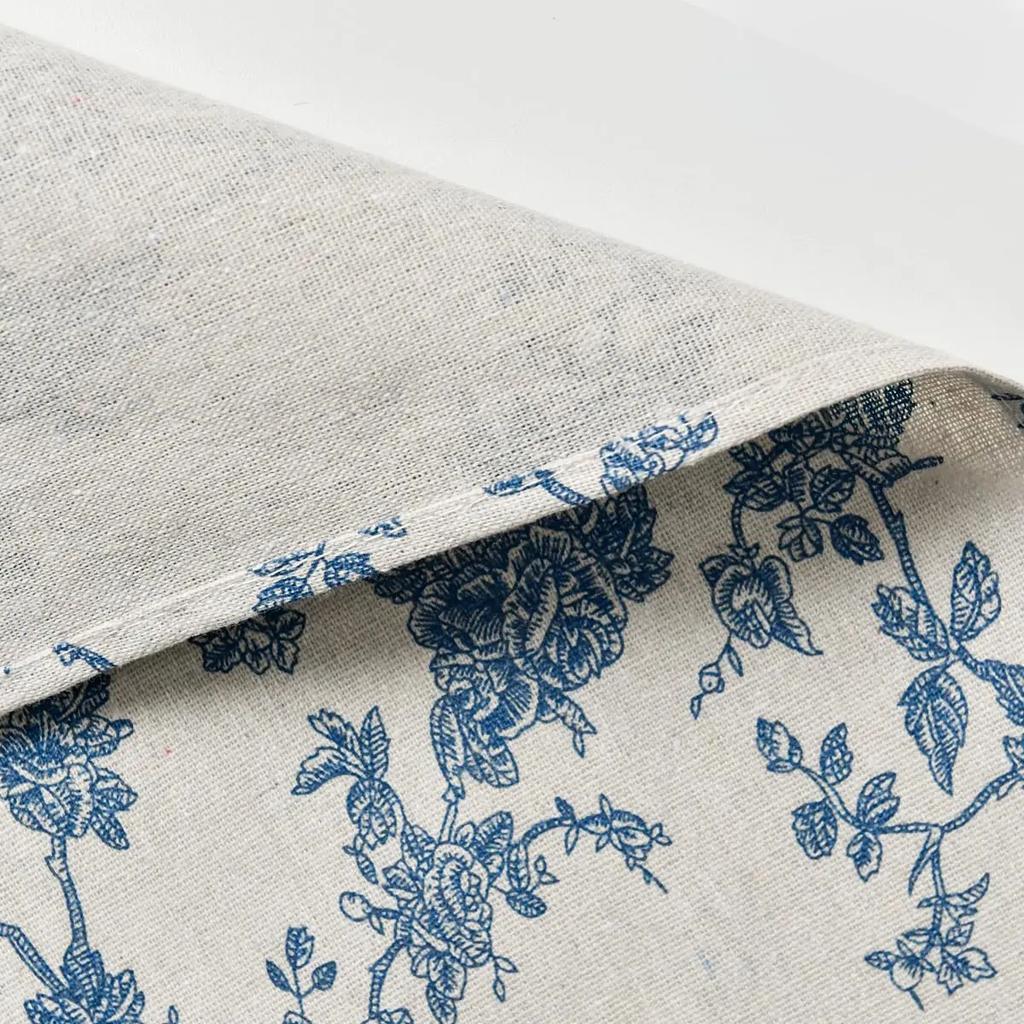 1PC French Pastoral Cloth Placemat Washable Modern Simple Table Mat Coffee Table Plate Pad Blue Floral Cotton Fabric Home Decor