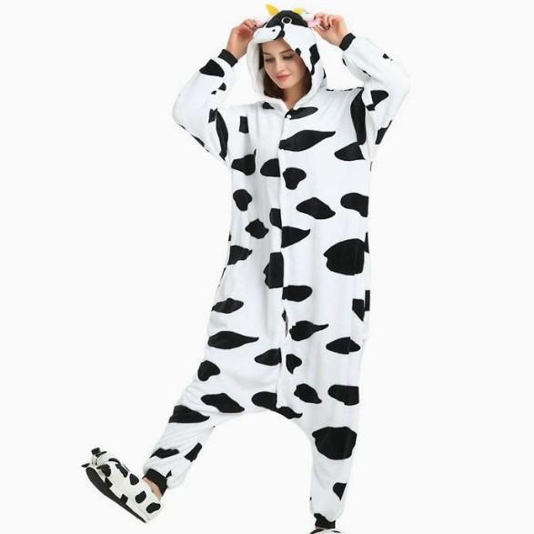 New Halloween Pink Cow Cartoon Animal Onesie Pajamas for Couples & Parent-Child