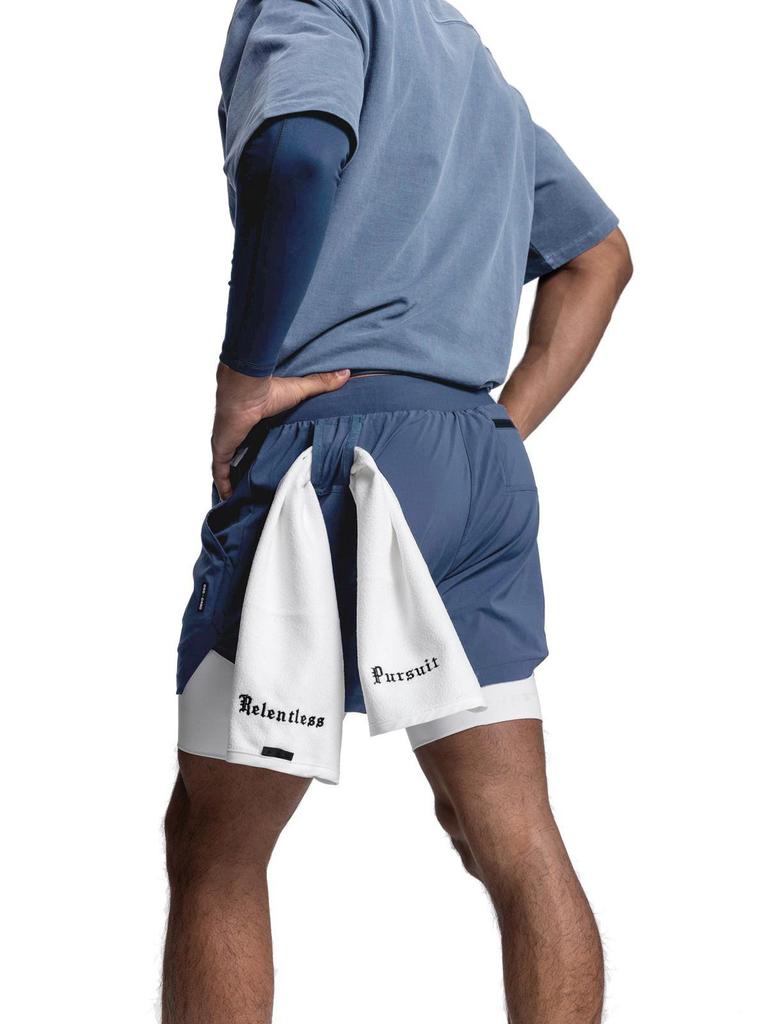 Wings Men's Quick-Dry Double-Layer Sports Shorts for Running, Marathon, Basketball, and Outdoor Fitness