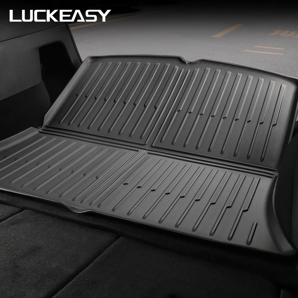 LUCKEASY For Tesla Model Y Rear Seat Backrest Protective Pad Trunk Mat Anti-Kick Pad Car Interior Accessories 2021-2024