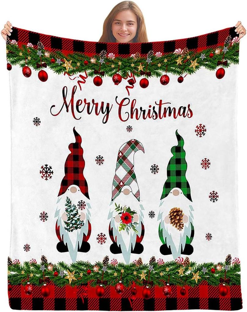 African American Black Santa Claus Throw Blanket, Christmas Snowflake Xmas Gifts Winter Holiday, Soft Plush Flannel Fleece for