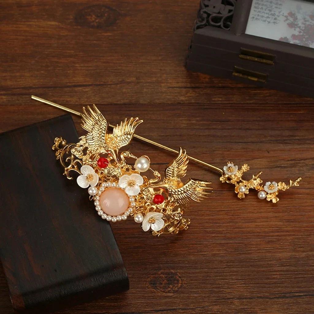 Antique Style Hair Stick Hair Coronet Pin Female Headdress Decors Headband Crown Hair Stick Gorgeous Retro Jewelry Headwear