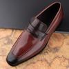 Fashion Wholesales Leather Casual Men Shoes Genuine Cowhide Slip On Fashion Luxury Handmade Business Formal Dress Office Shoe Wine Red
