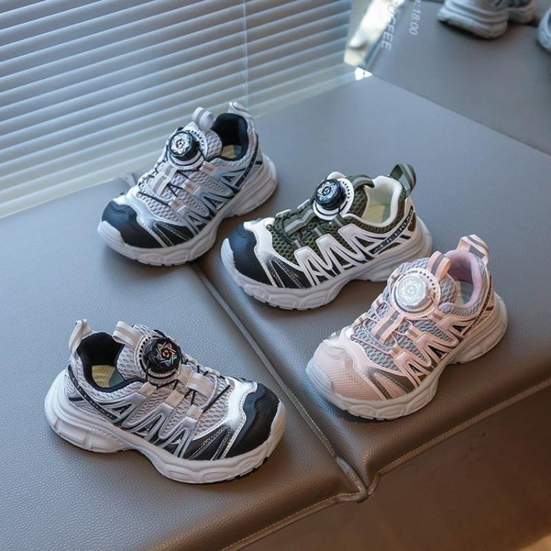 Barnes pustende sportssko Jenter lettvekts pappa-sko Liten jente mote Roterende spenne Løpesko Sklisikre fritidssko