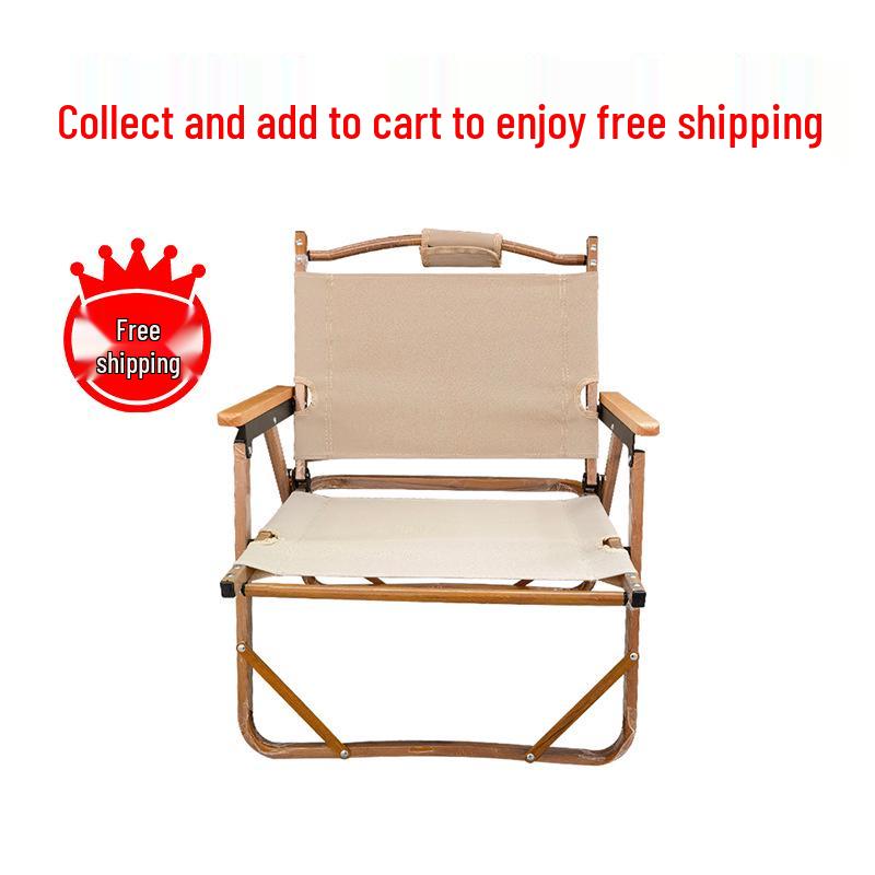 Bärbar Fällbar Campingstol i Aluminium med Träådringssits - Idealisk för Utomhusbruk, Fiske och Användning som Kermitstol