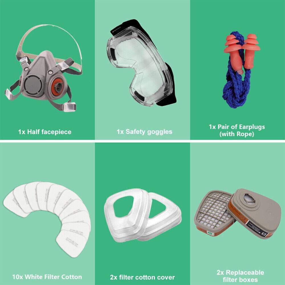 Half Face Cover Gas Mask with Double Filtration for Painting, Chemical, Dust, Smoke