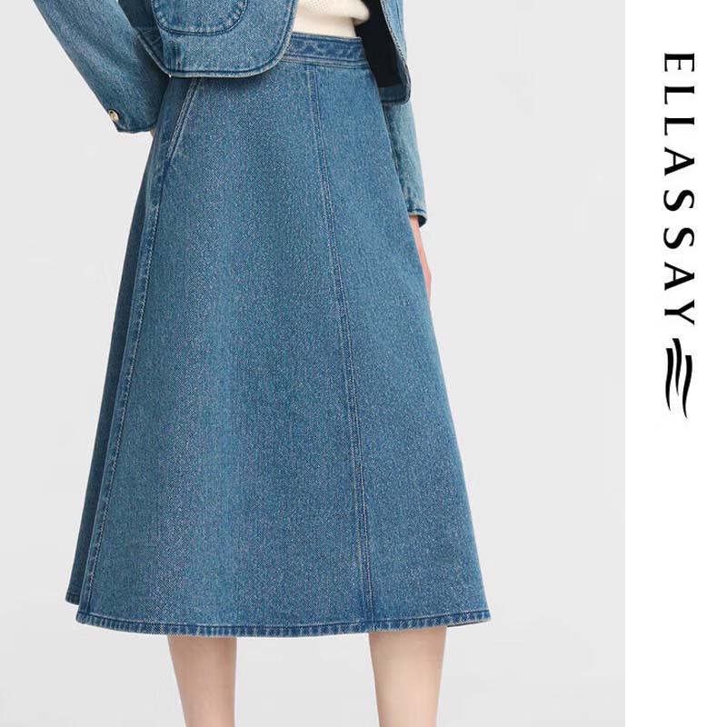 ELLASSAY Elegant A-line Denim Skirt L