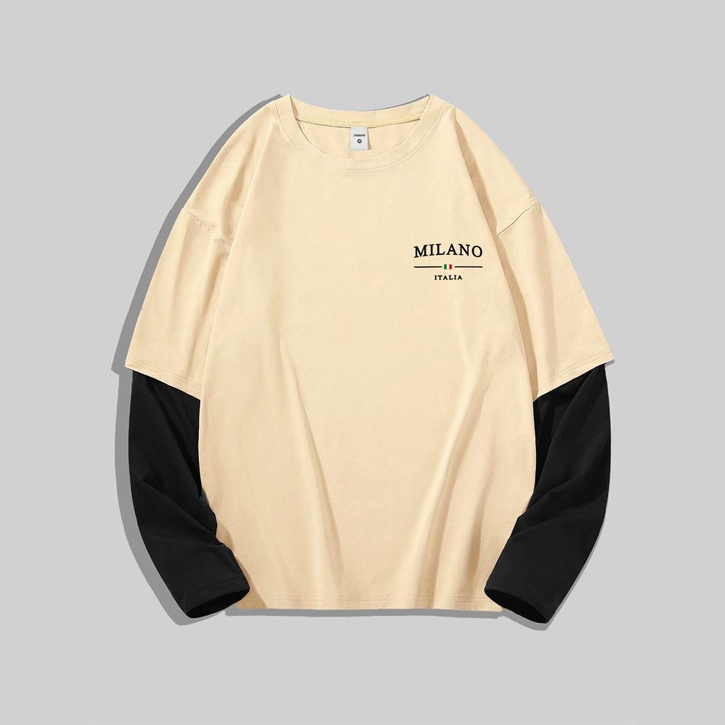 Men's Y2k Goth Shirt Graphic Oversized Long Sleeve Crewneck Tee Streetwear Tops Spring Fit