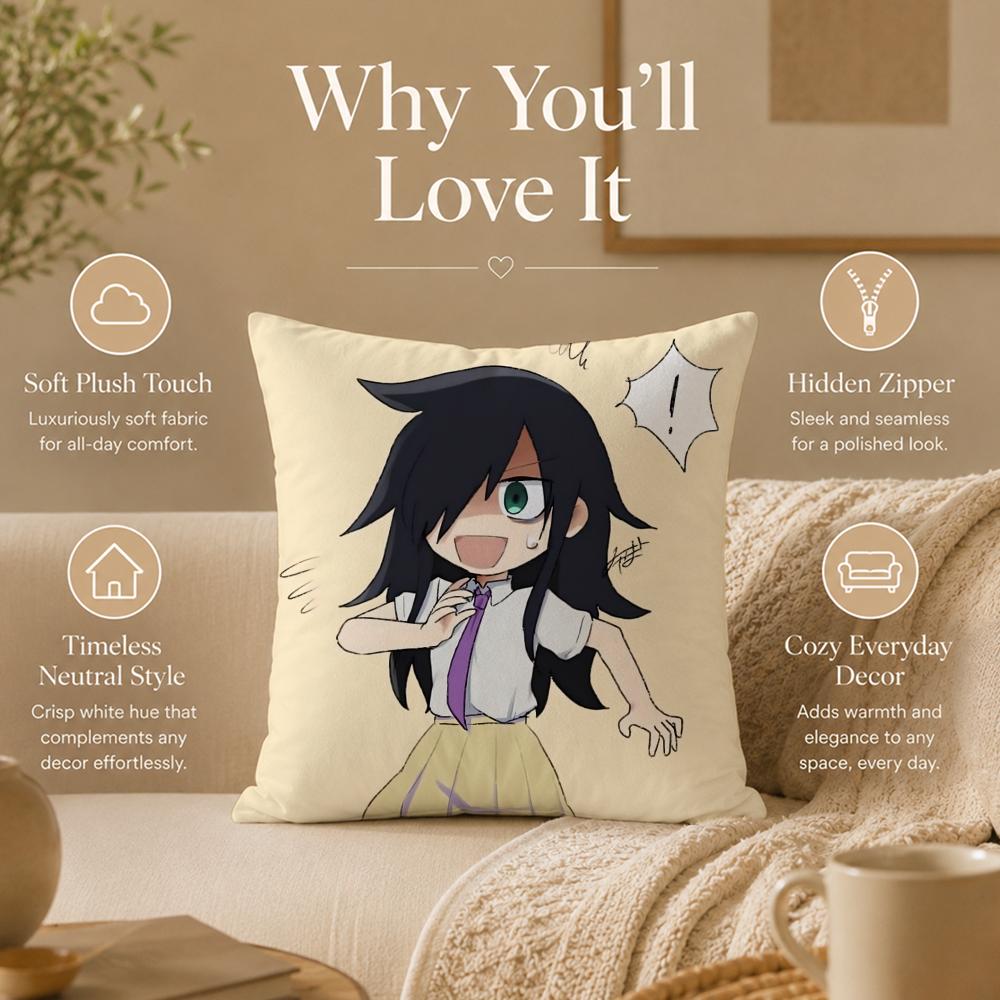 Anime T-Tomoko KurokiS Cushion Cover Double-Sided Printed Pillow Cover Hypoallergenic Dust-Mite Proof