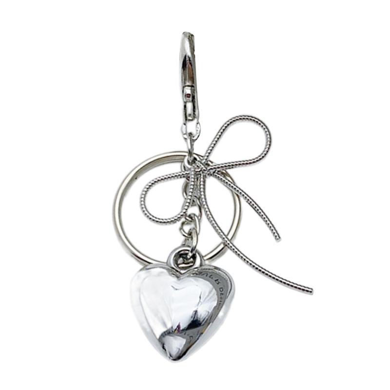 Elegant Heart Shaped Keychain Bowknot Keyrings Stylish Heart Key Holder Fashion Pendant Perfect for Special Occasions серебряный
