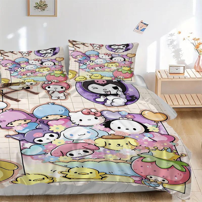 

3pcs Kuromi & Friends Design Printed Quilt Set - Soft and Comfortable Quilt Cover for Bedroom, Guest Room H056 135x200cm