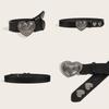 Solid Color Retro Summer Punk Leather Belt With Heart Snap Closure Look Trendy
