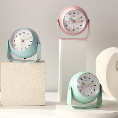 Despertador Analógico Giratório com Luz Noturna Silencioso Sem Tique-taque a Pilhas Quarto Relógio de Mesa Digital Presente de Aniversário para Crianças Estudantes