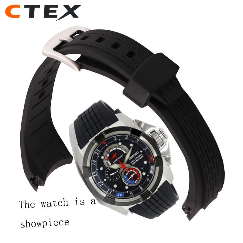 Für Seiko VELATURA/SRH Serie SPC007 Wasserdicht Schweißbeständig Silikon Outdoor Sport Gummi-Uhrenarmband Uhrenarmband Herren 26mm