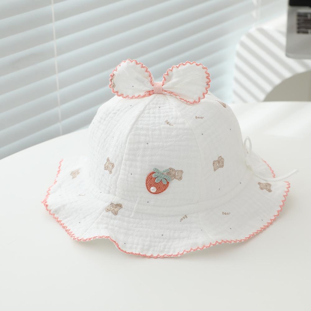 

Baby girl Thin Printed Bucket Hat 46cm 3-12 months Girls Spring Summer Cute Kids Embroidery Strawberry Sun Hat Cap 46cm белый