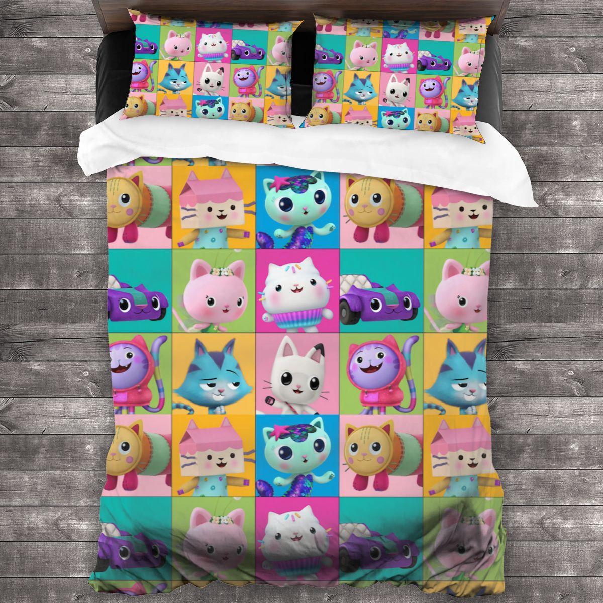 

G-Gabby s Dollhouse Bedding Set 3D Print Anime Bed Set Aldult Kid Bedroom Duvetcover Sets Single Twin Full Queen King Size 100x135cm-2pcs