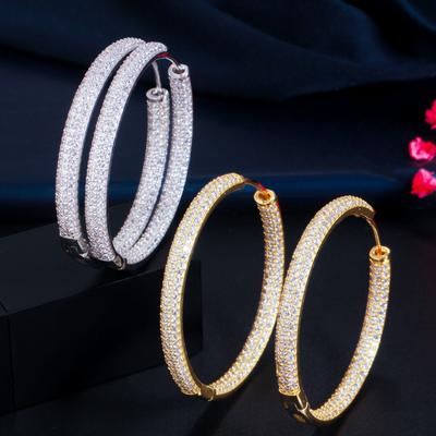 South American Style Earrings, A Sexy Personality Full Diamond Electroplated 18K Gold Zircon Earrings