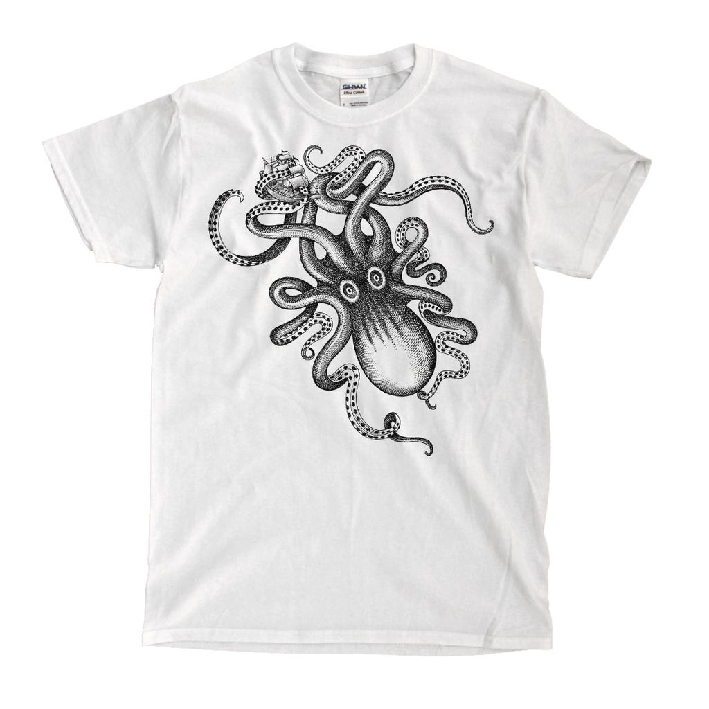 Kraken Spiced Rum Oktopus Weißes T-Shirt Schneller Versand Hohe Qualität