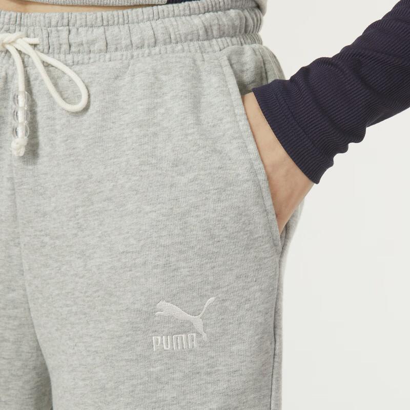 Puma Solid Color Lace-Up Casual Tapered Knit Sports Pants Women Bottoms Gray 625810-04