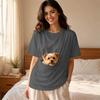 Solid Color T-shirt Women Pet Pouch T-Shirt, Dog Cat Carrier Short Sleeve Shirt for Hands Free Carrying Clothing Summer, Loose Casual Crew Neck