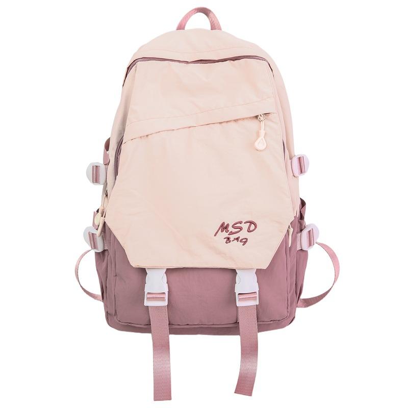 Women Contrast Color Backpack Junior High School Student Schoolbag Large Capacity Outdoor Mountaineering Backpack