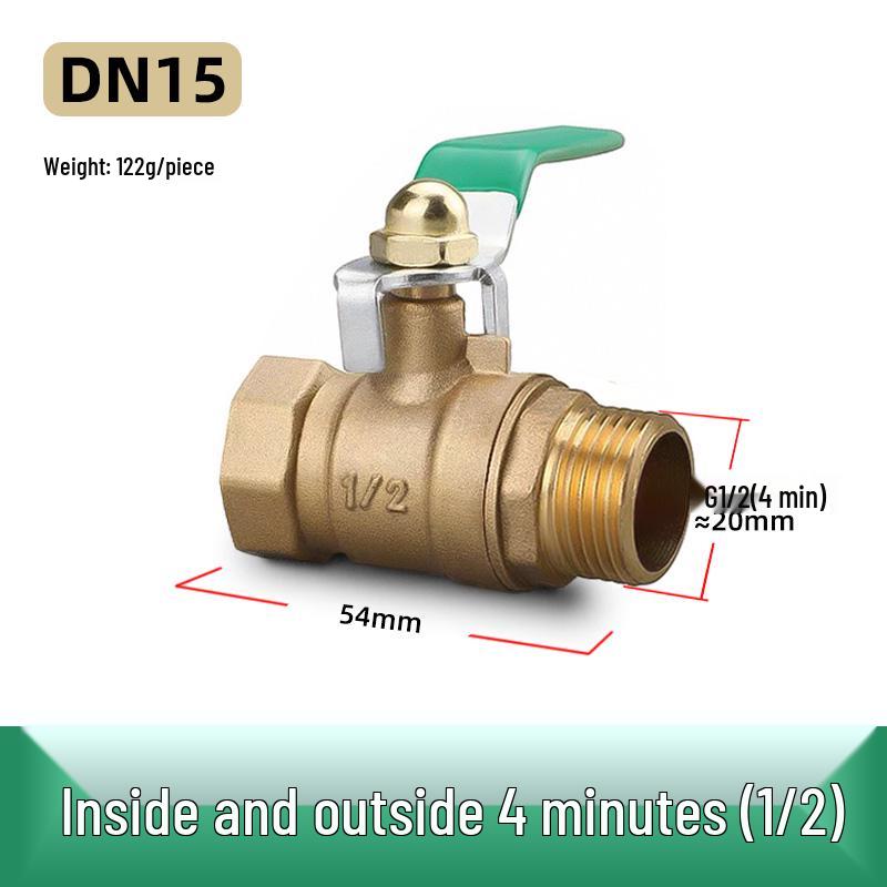 Copper DN20 Thickened Water Valve, Internal/External Thread, Pneumatic Ball Switch, 2-Point One-Piece Design