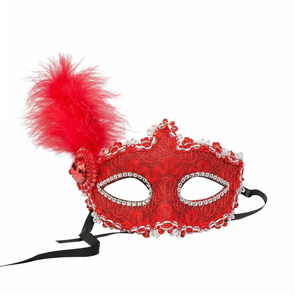 

Fashion Lace Eye Mask Feather Lightweight Ladies Half Face Cover Mardi Gras Mask Cosplay Masquerade красный