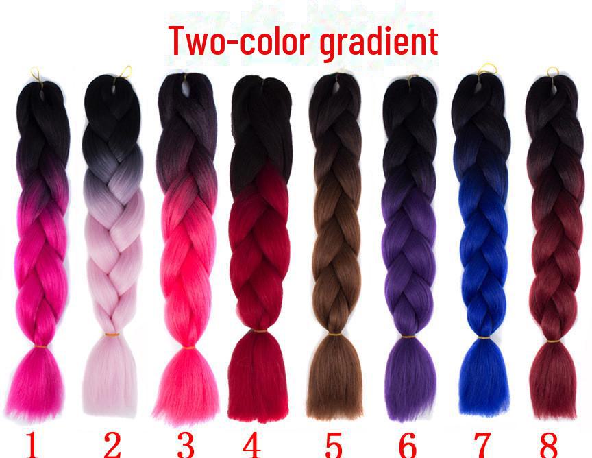 Africká monochromatická gradientní copánková paruka - Vlasový příčesek z chemických vláken