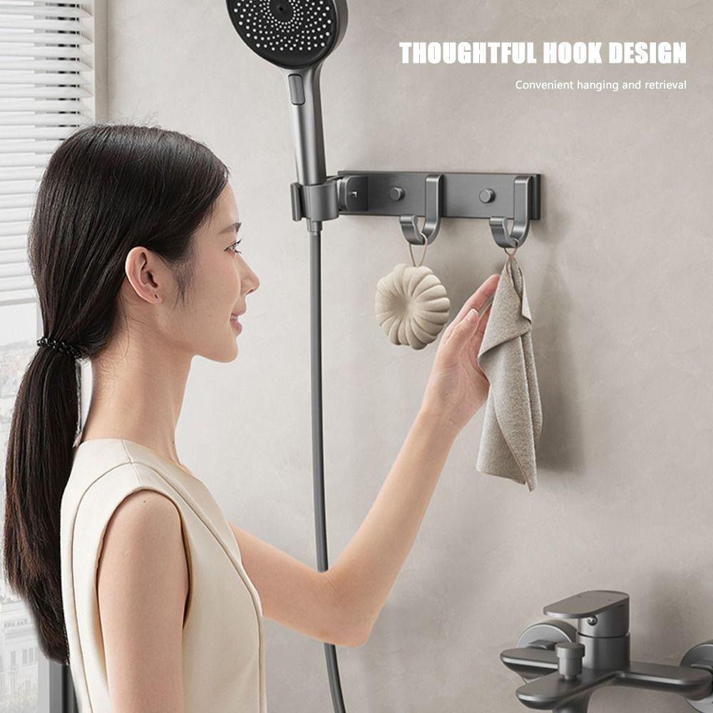 Regulowany uchwyt na słuchawkę prysznicową z haczykiem Podpora do słuchawki ręcznej Akcesoria łazienkowe