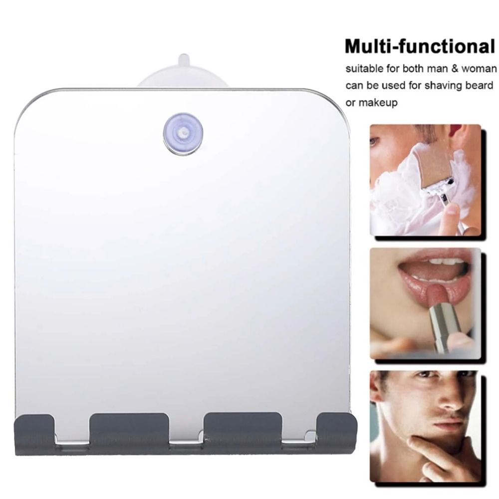 with Wall Suction Shower Mirror Shatterproof Fogless Makeup Mirror Bathroom Tools