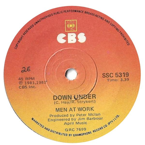 7inch Record MEN AT WORK  Down Under SSC5319 CBS 1982 Japan Rock Used