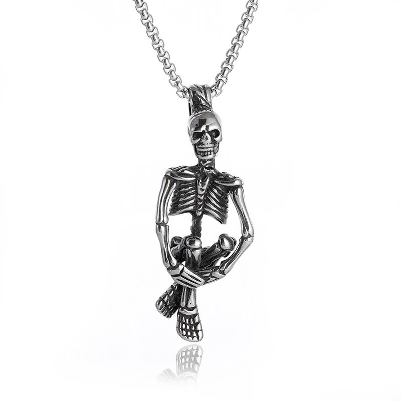 Vintage Gothic Hell Reaper Scythe Pendant Mystical Demon Necklace for Men Personality Punk Halloween Trend Jewelry
