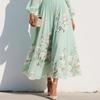 Women's V-Neck Floral Long Sleeve Pleated Dress 2026