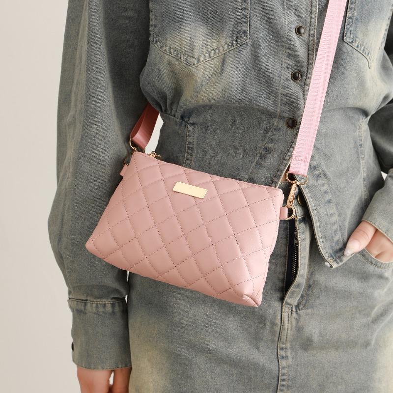 New Women's Rhombus Embroidered Clutch Bag, Fashionable and Versatile, Large-capacity Portable Storage Small Bag, Oblique Shoulder