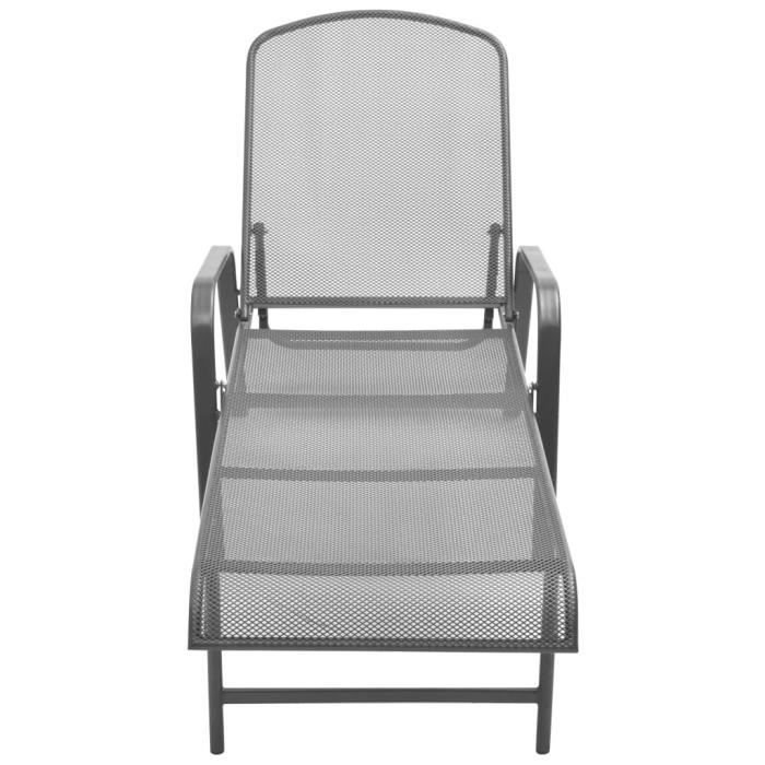 Chaises longues - vidaXL - 2 pcs - Acier - Dossier inclinable 5 positions - Anthracite