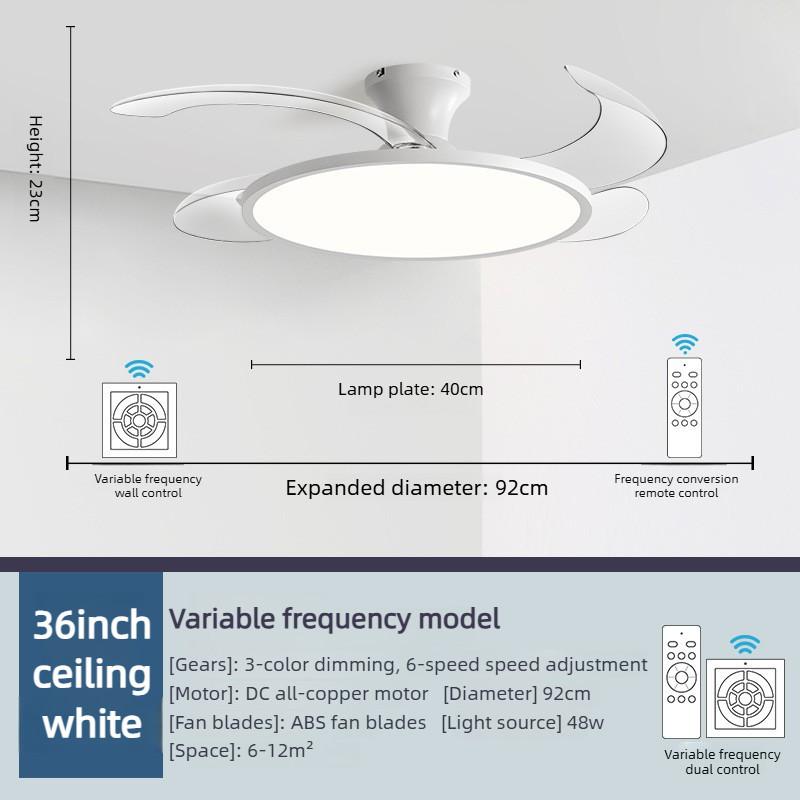 36 Inch/42 Inch Invisible Ceiling Fan Lamp Living Room Bedroom Integrated Electric Fan Light 3-color Dimming Lighting Fan