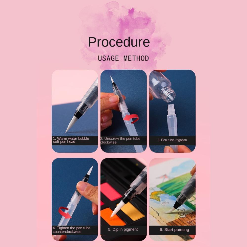Water Pen Refillable Paint Brush Easy To Use Soft Watercolor Brush Ink Pen  Beginners