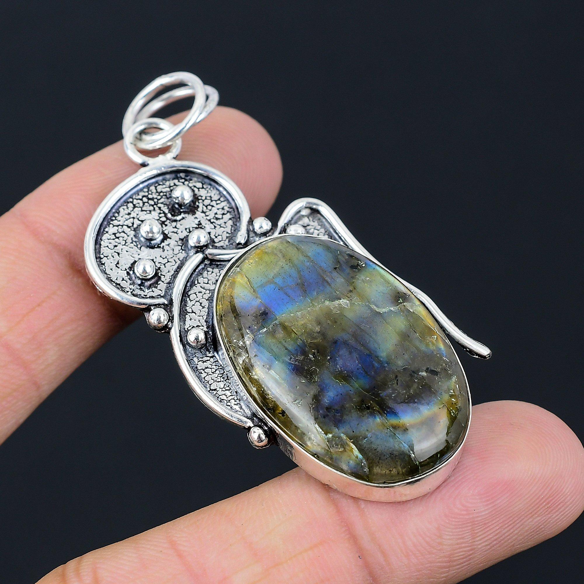 Daughters Day Sale 925 Silver Oval Labradorite Stone Birthday Mother New Pendant