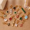Light Luxury Geometric Square Color Zircon Jewelry Clasp Pendant, 18K Gold Plated Stainless Steel DIY Charm