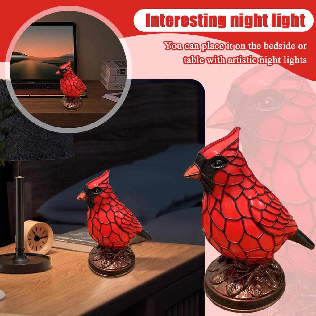 Decorative Red Bird Animal Table Lamp Resin Decorative Ornaments