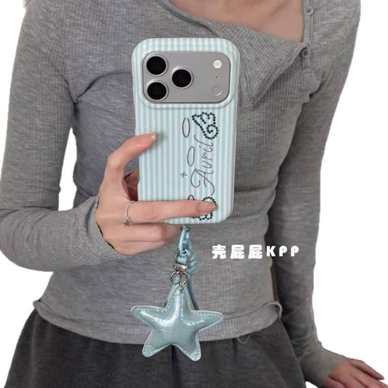 ins wind Korean simple striped wing chain for iPhone17promax Apple 16 mobile phone case 15 women