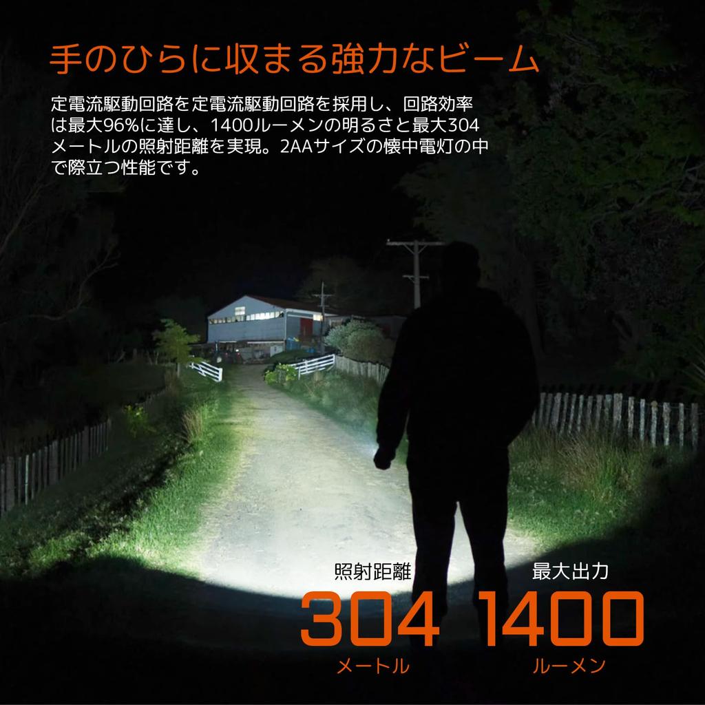 ACEBEAM TAC 2AA Compatible with AA 304 1400 Battery EDC Tactical Dual Powerful LED 2 Meters for Disaster Power Outage Emergency Handheld ANSI Standard